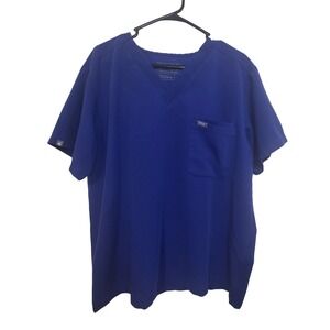 FIGS Technical Collection Leon Scrub Top - Royal Blue - Men's Large FIONx fabric